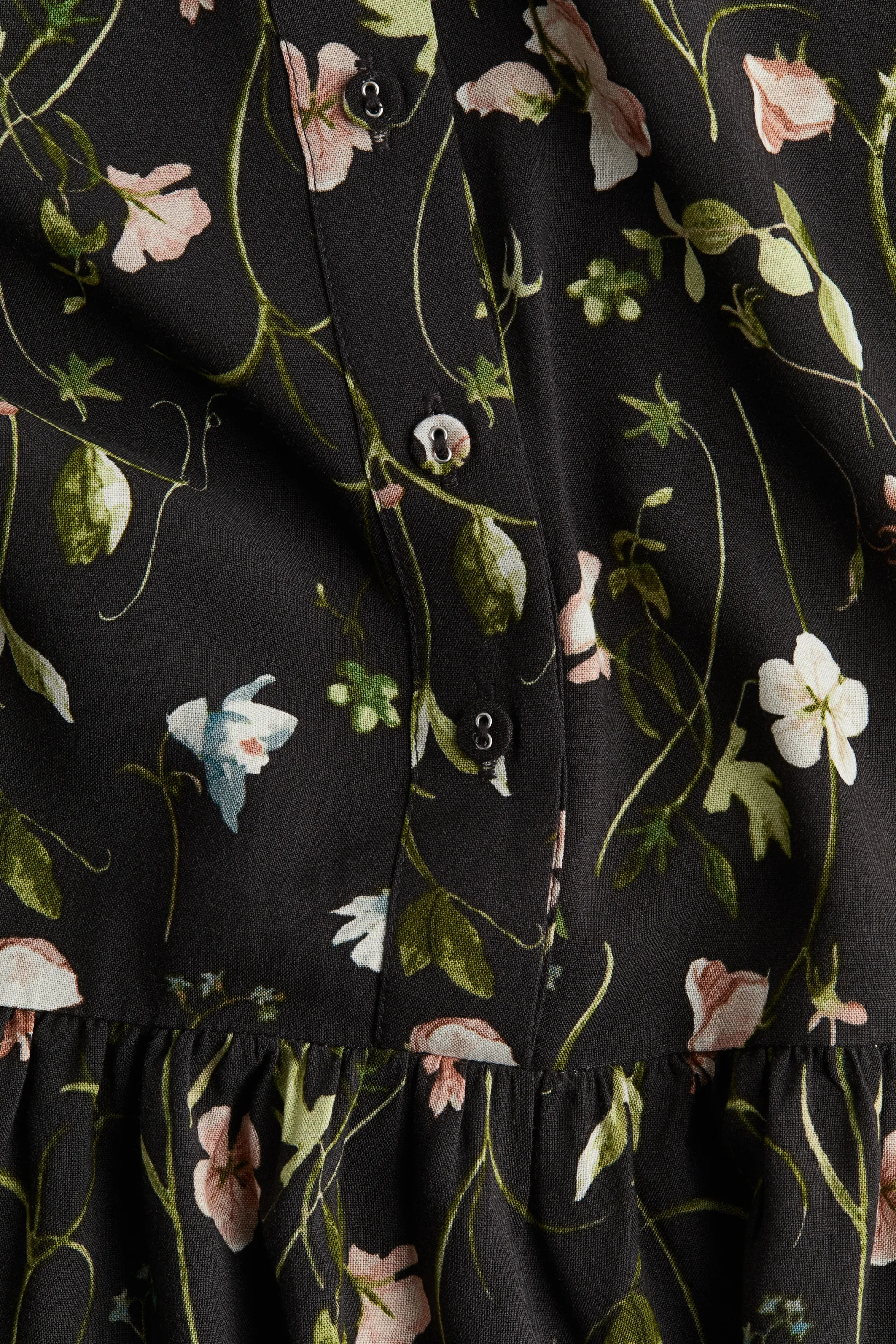 Robe en viscose à motif - Noir/fleuri