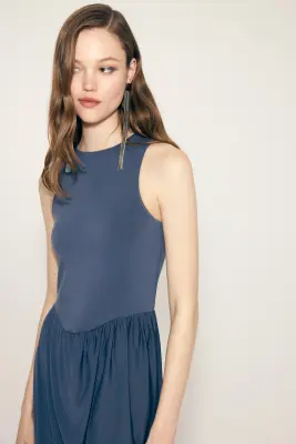 Robe maxi avec jupe tulipe - Bleu marine