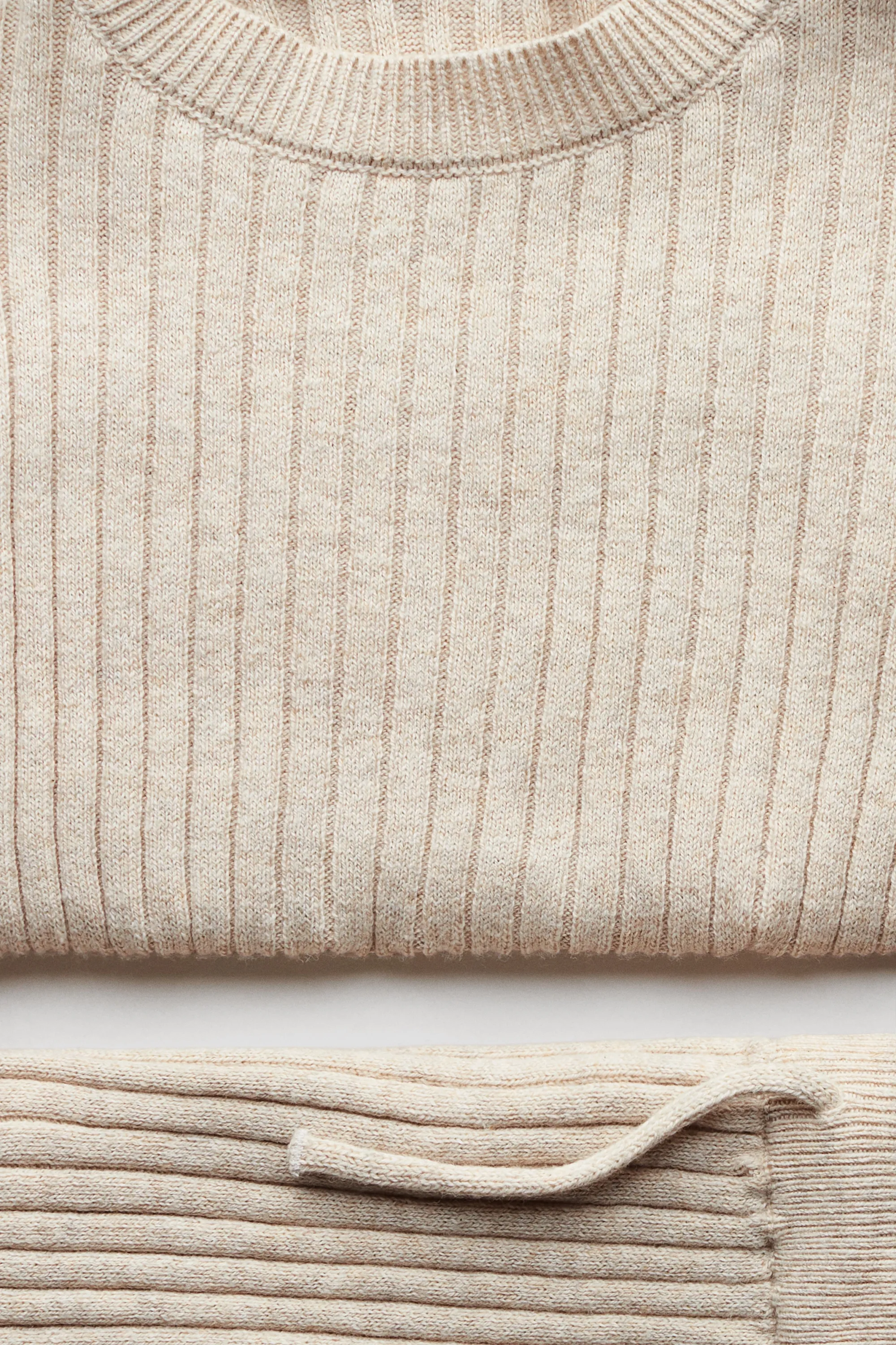 Ensemble 2 pièces en coton à côtes larges - Beige clair