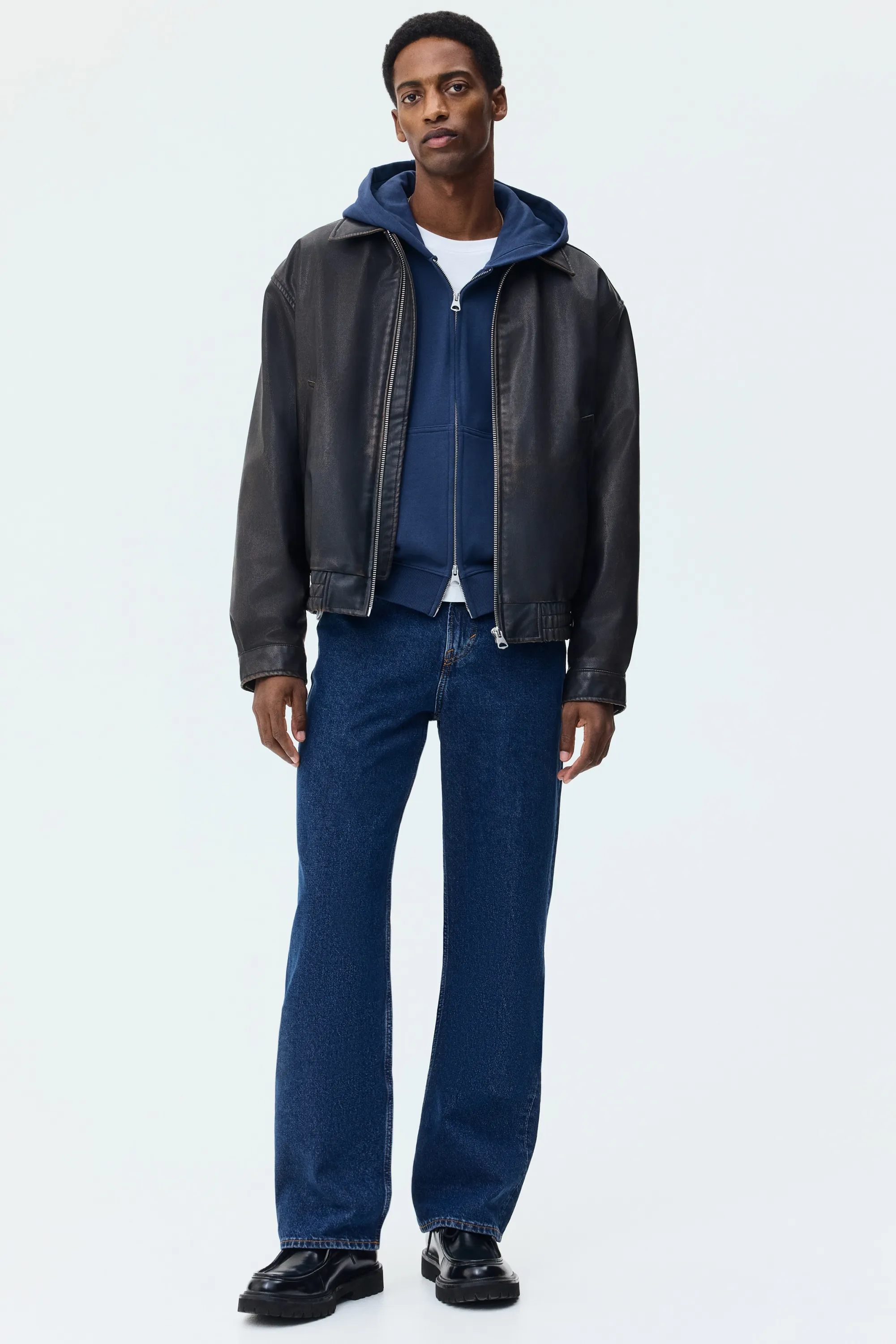 Veste zippée boxy Loose Fit avec capuche - Bleu