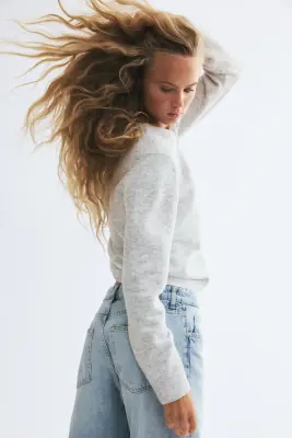 Pull avec motif - Gris clair — photo 2