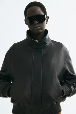 Veste oversize en cuir - Noir — photo 3
