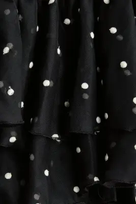 Jupe à étages avec panneau drapé - Noir/pois — photo 2