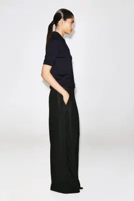 CHEMISE À MANCHES COURTES EN MAILLE DE LIN-MÉRINOS - BLEU MARINE — photo 4