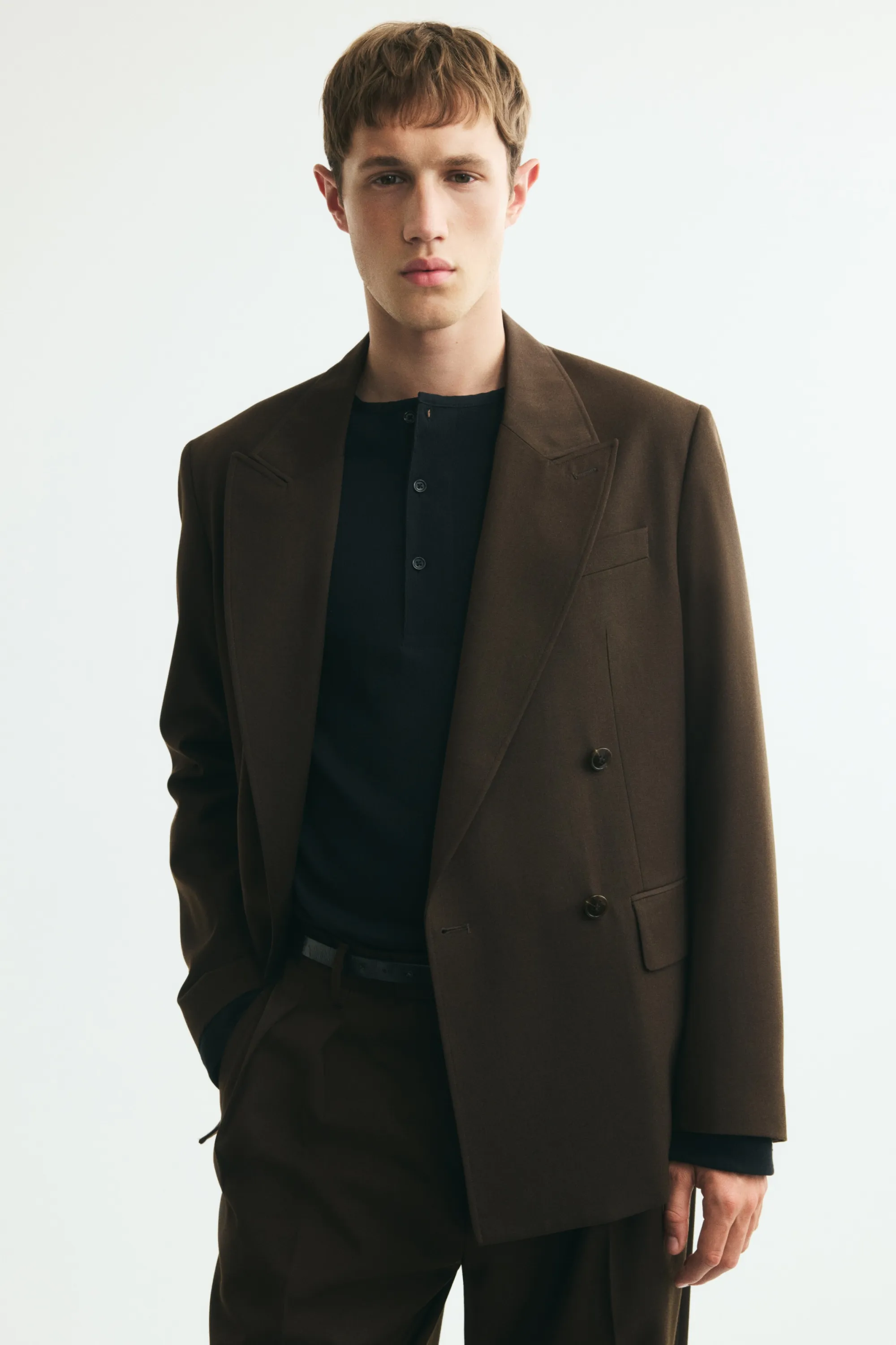 Veste Regular Fit à fermeture croisée - Vert kaki foncé