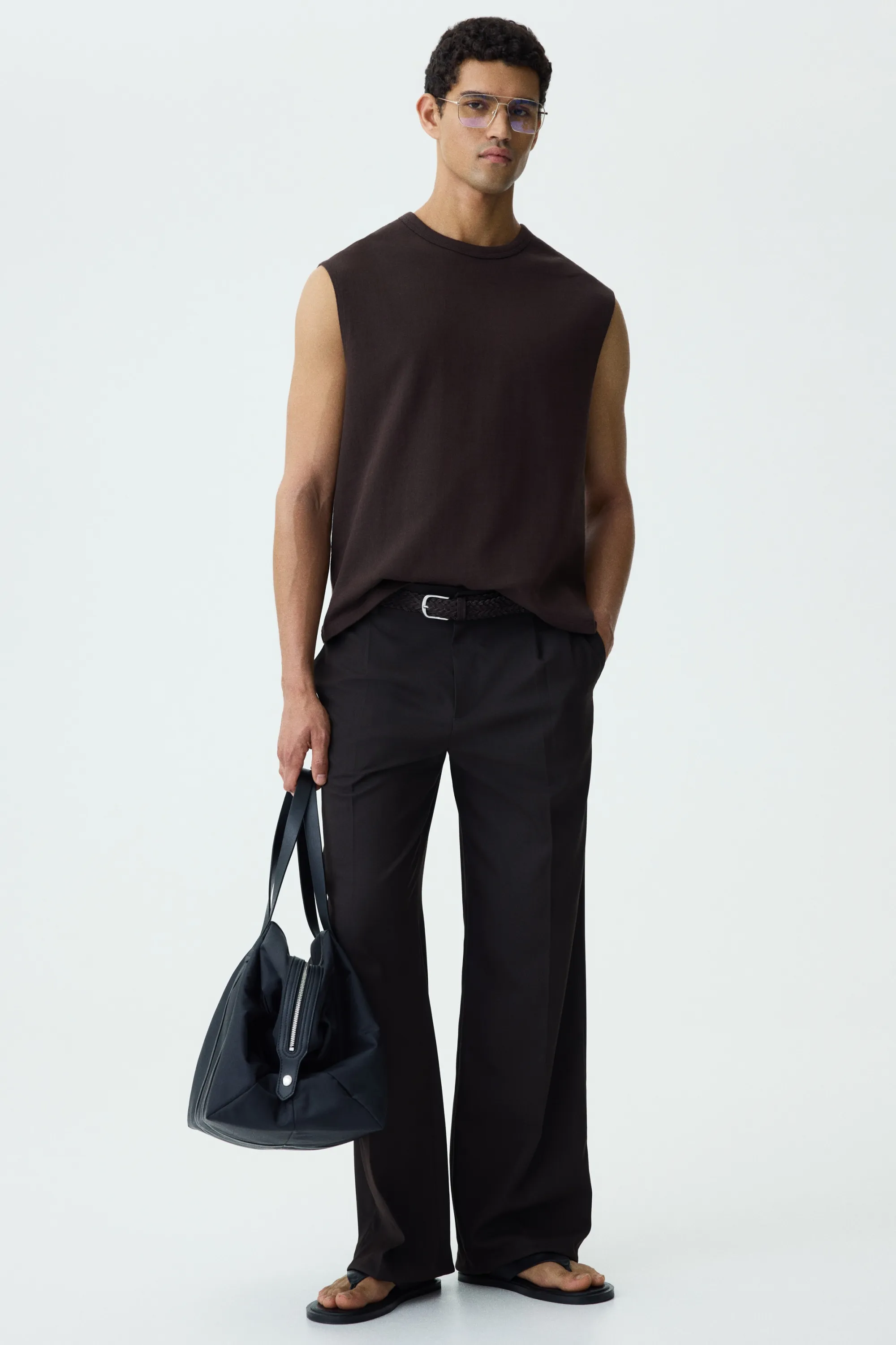 Débardeur Relaxed Fit en jersey - Marron foncé