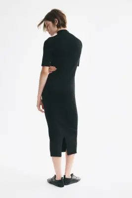 Robe en maille fine de soie mélangée - Noir — photo 3
