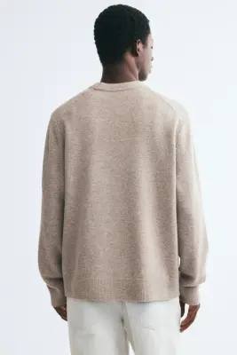 Pull Regular Fit en laine - Taupe — photo 4