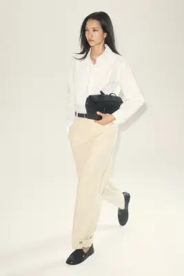 CHEMISE À COL SUPERPOSÉ EN COTON PIMA - BLANC — photo 5