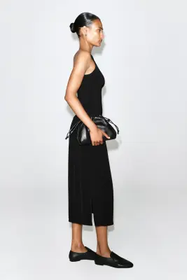 ROBE MIDI CONTRASTÉE - NOIR — photo 4
