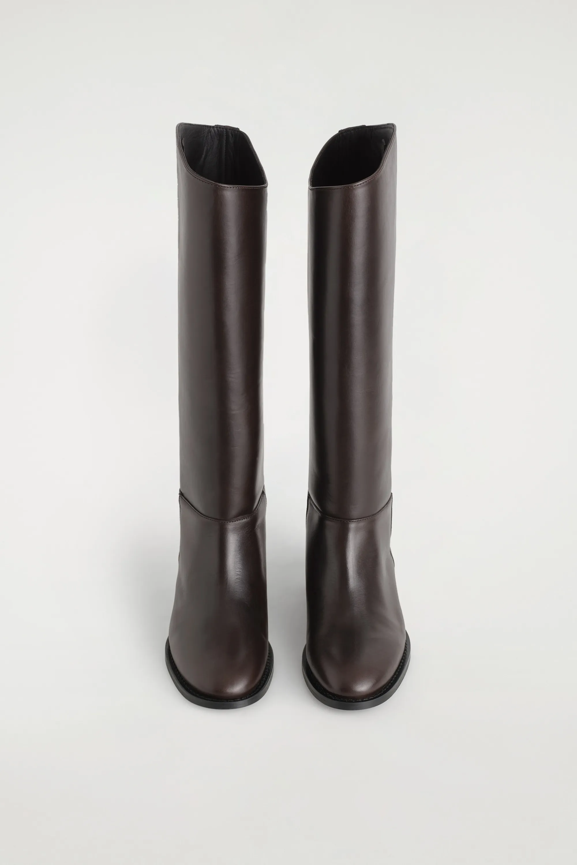 BOTTES CAVALIÈRES EN CUIR - ACAJOU