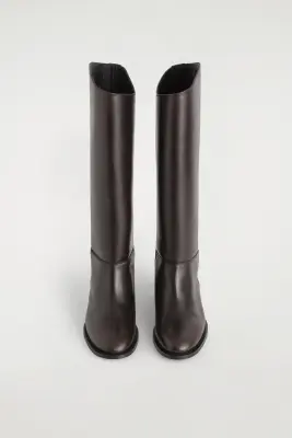 BOTTES CAVALIÈRES EN CUIR - ACAJOU — photo 1