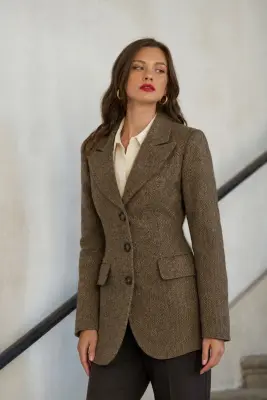 Victoire Blazer Coat - Brown fishbone — photo 2