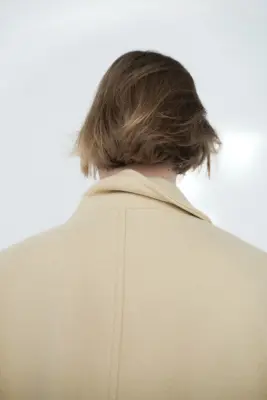 Manteau oversize en laine mélangée - Jaune clair — photo 3