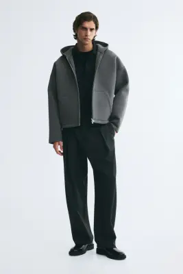 Veste à capuche zippée Oversized Fit en scuba - Gris foncé chiné — photo 2
