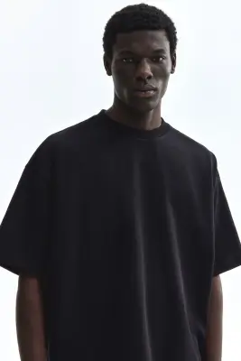 T-shirt Oversized Fit en coton - Noir — photo 1