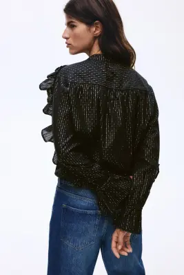 Blouse volantée - Noir — photo 4