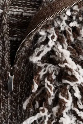 Gilet en maille bouclette - Marron/blanc — photo 5
