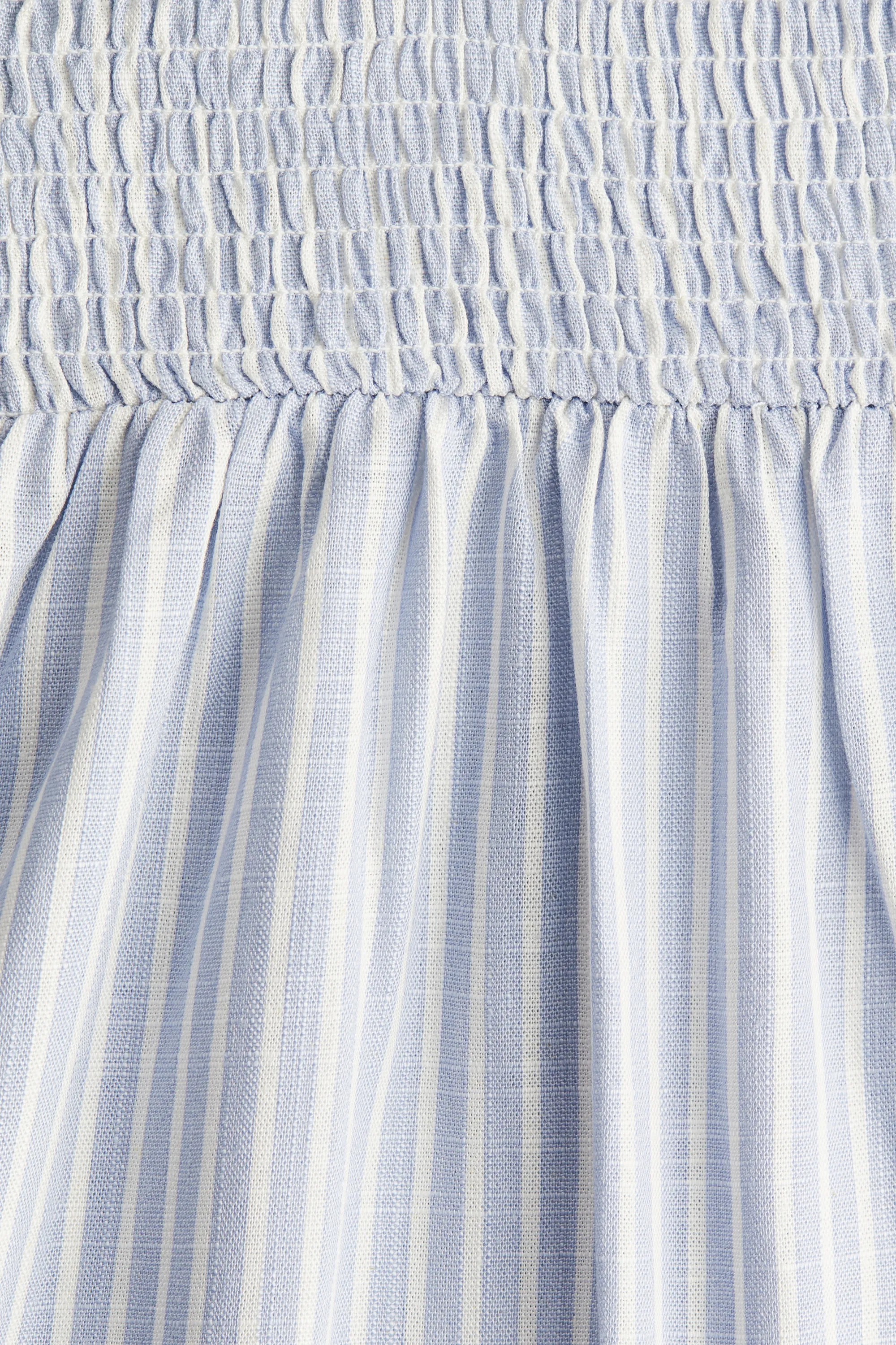 Robe à manches bouffantes - Bleu clair/rayé
