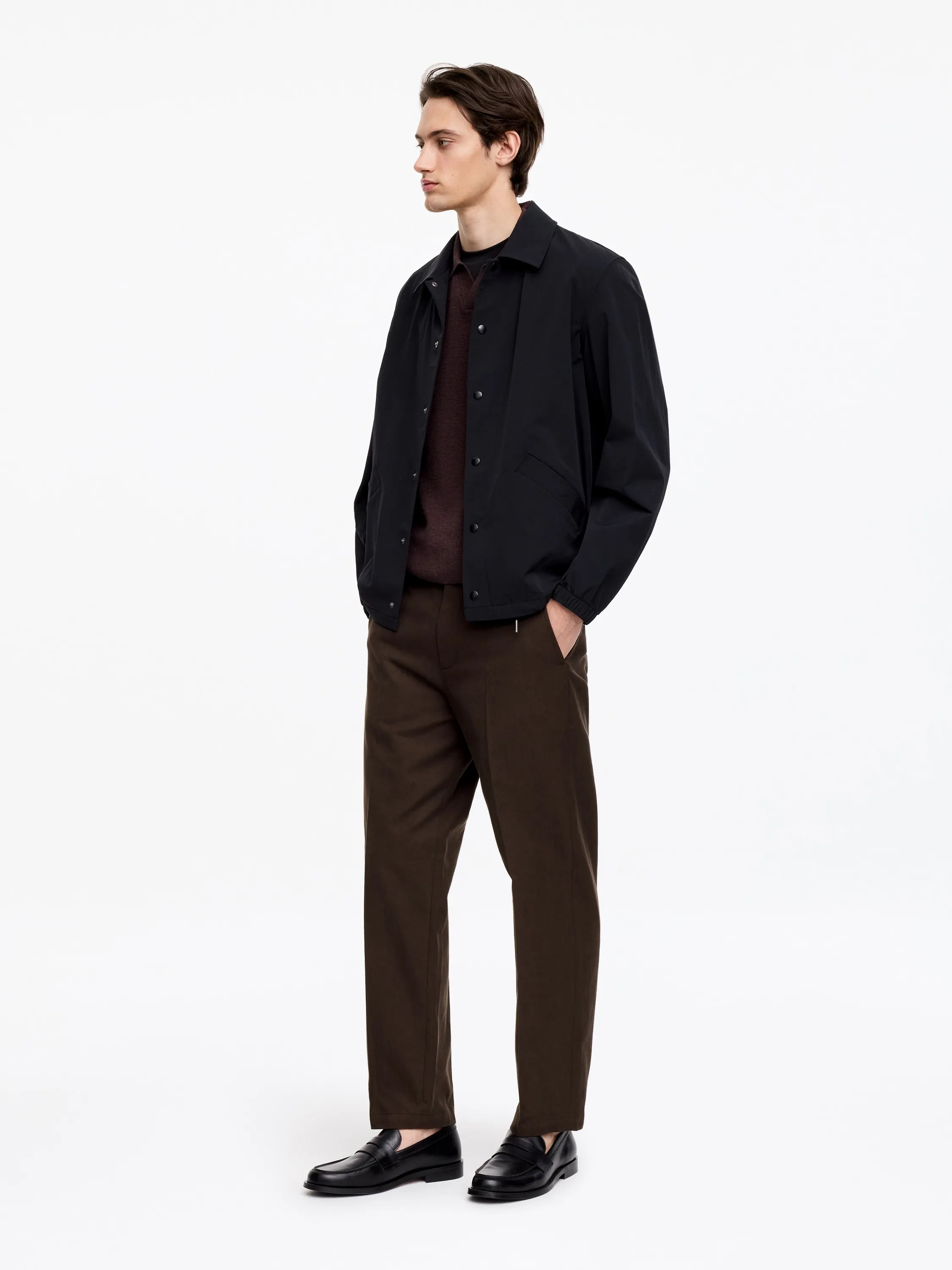 Pantalon décontracté en coton et lyocell - Marron