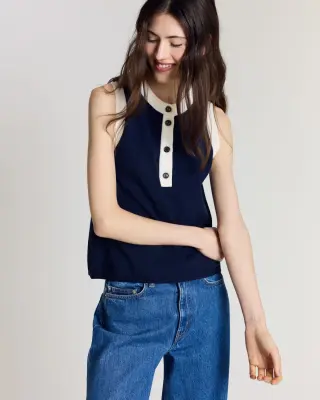 Top Neo bleu marine et blanc — photo 1