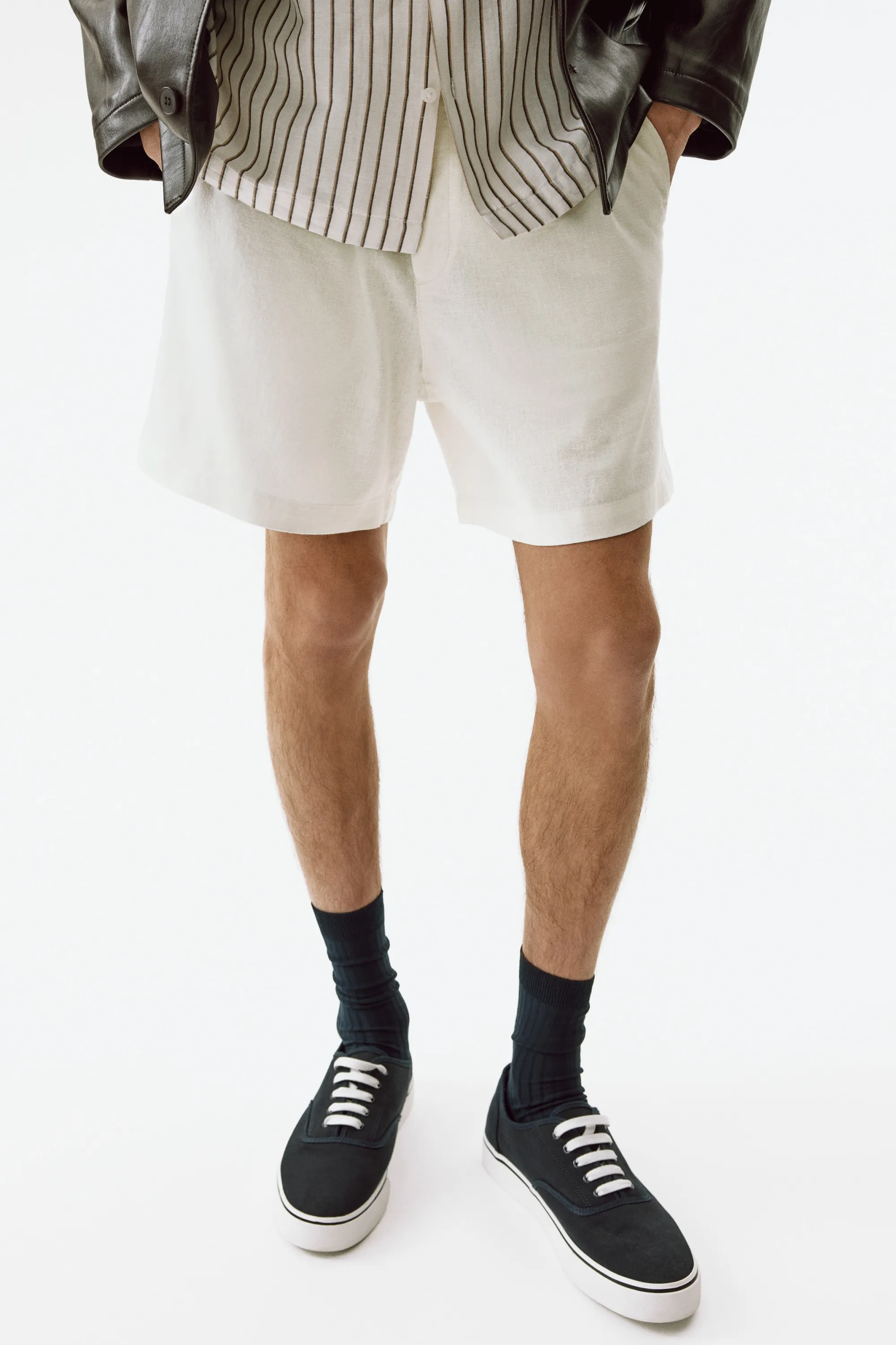 Short Relaxed Fit en lin mélangé - Blanc