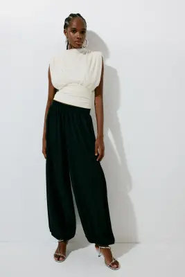 Top sans manches à effet drapé - Crème — photo 1