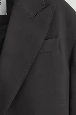 BLAZER CROISÉ À DOUBLURE CONTRASTÉE - NOIR — photo 4
