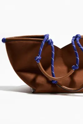 Sac porté épaule avec détails cordon - Marron — photo 2