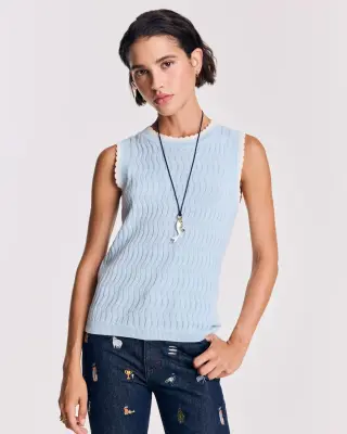 Top Kahny bleu ciel et blanc — photo 1