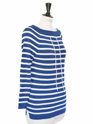 Pull marinière col bateau en coton bleu et blanc Prix boutique 135€ Taille 36 — photo 5