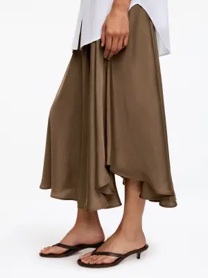 Jupe large avec cordon de serrage - Taupe foncé — photo 3