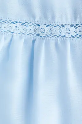 Frill-trimmed balloon-sleeved blouse - Bleu clair — photo 3