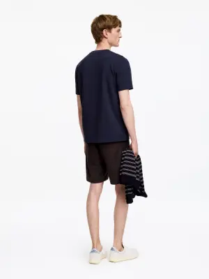 T-shirt classique en interlock - Bleu foncé — photo 2