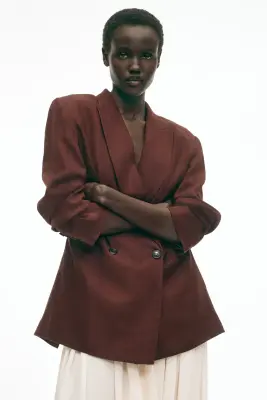 Blazer en lin mélangé - Brun rouille foncé — photo 1