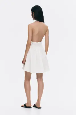 Robe dos nu avec cordons de serrage - Blanc — photo 3