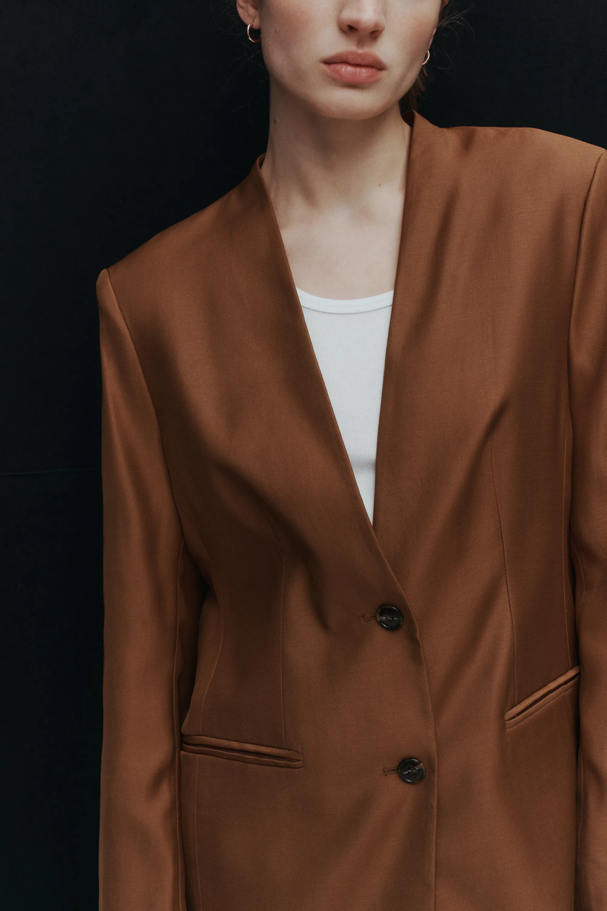 Blazer sans revers - Marron