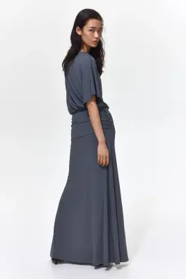 Robe maxi à effet drapé - Gris foncé — photo 2