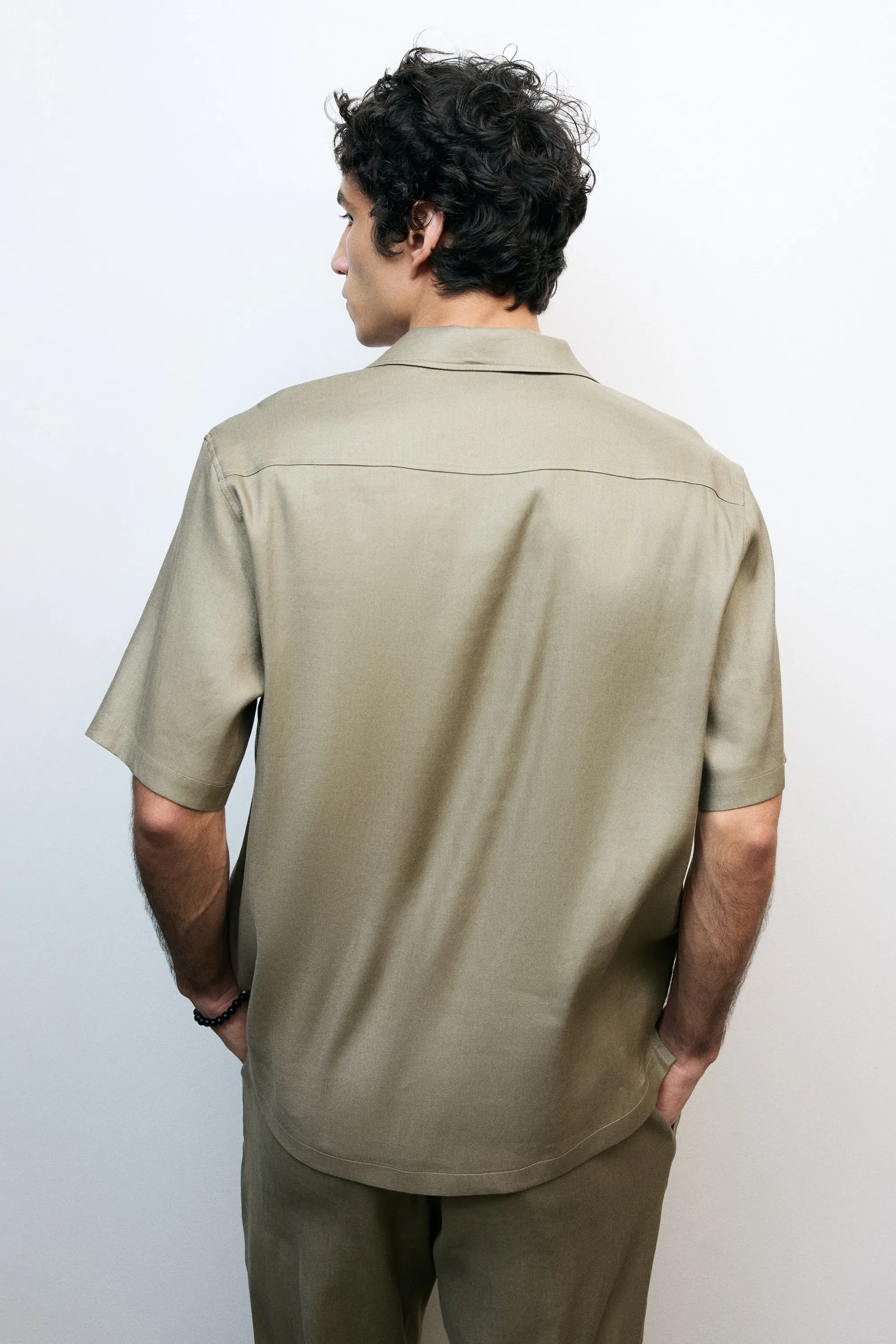 Chemise Easy-care Regular Fit en lin mélangé - Vert kaki