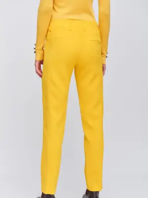 Pantalon taille basse fluide en crêpe jaune vif Prix boutique 300€ Taille 40 — photo 5