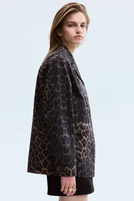 Veste en twill - Marron/imprimé léopard — photo 2
