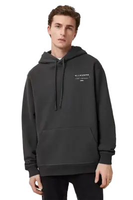 ALLSAINTS Redact Pullover Embroidered Logo Hoodie Washed Black — photo 3