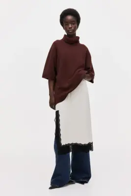 Pull col roulé en laine - Brun rouille foncé — photo 1