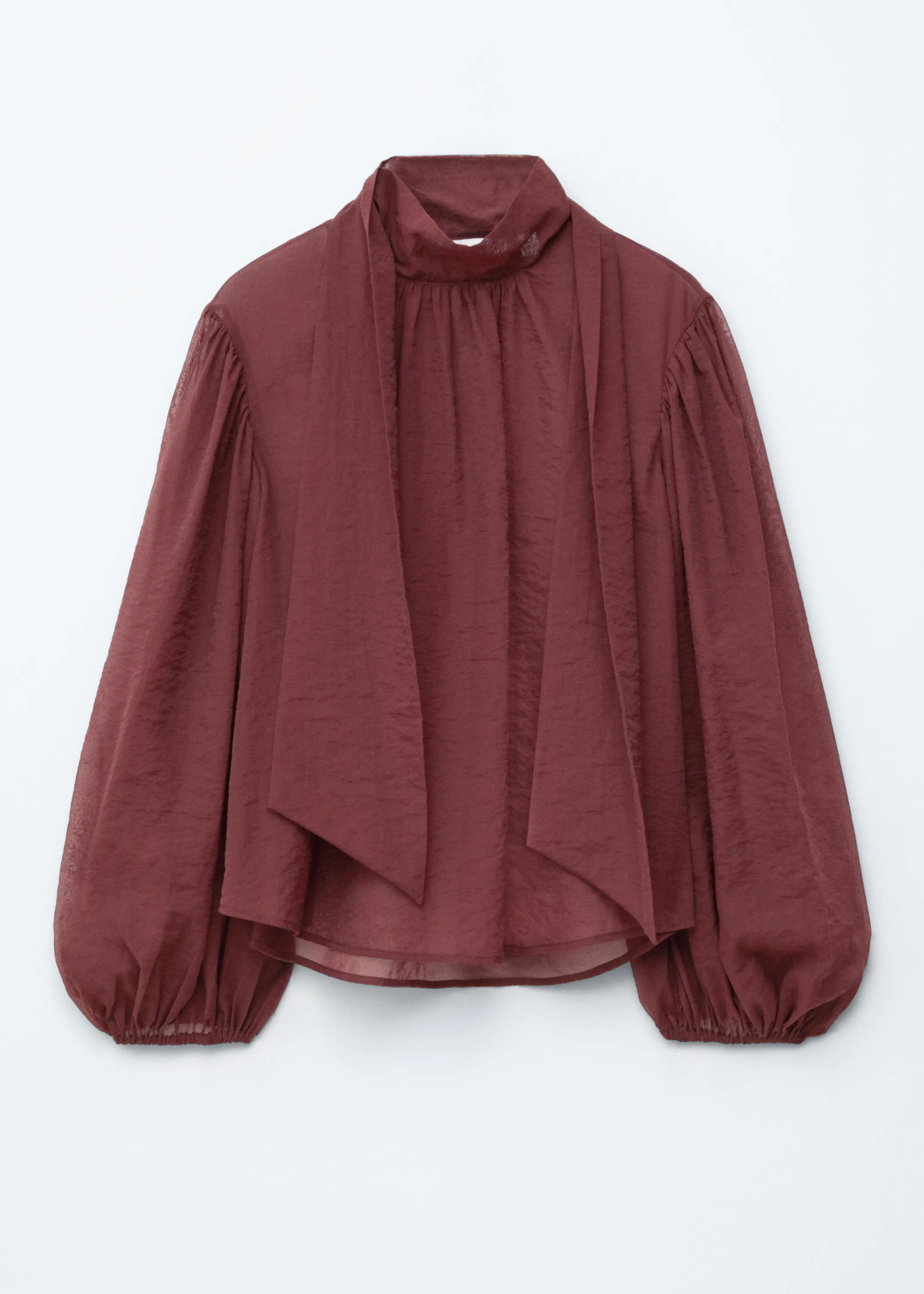 Blouse à nœud avec manches volumineuses - Bordeaux