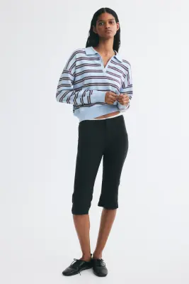 Polo en maille fine - Bleu clair/rayé — photo 1
