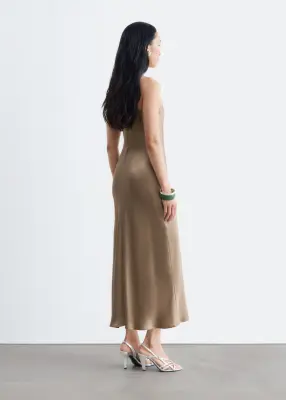 Robe midi en satin sans manches - Champagne — photo 5