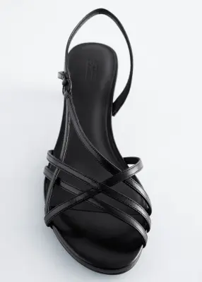 Sandales à brides en cuir - Noir — photo 4