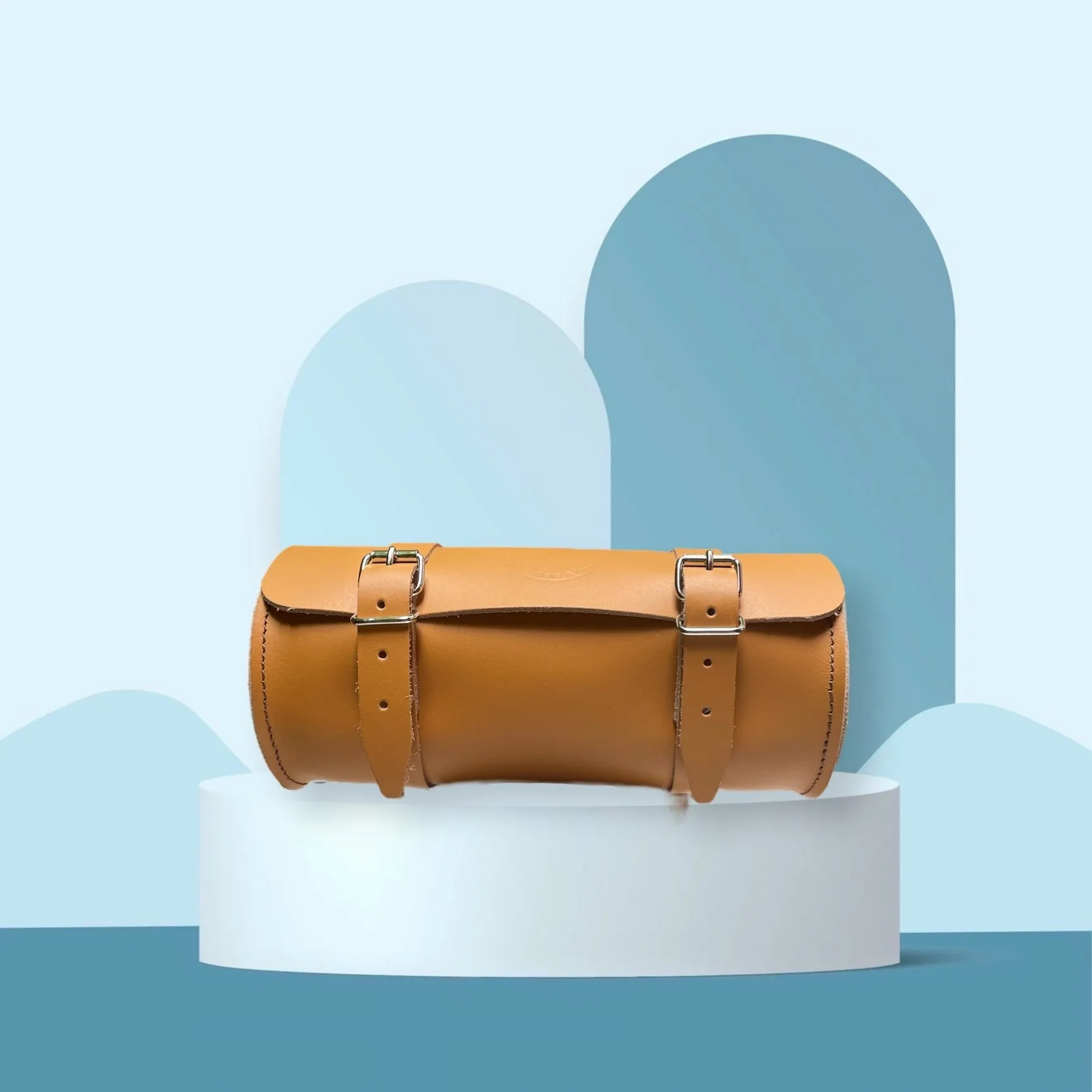 Sacoche à Vélo en Cuir Camel