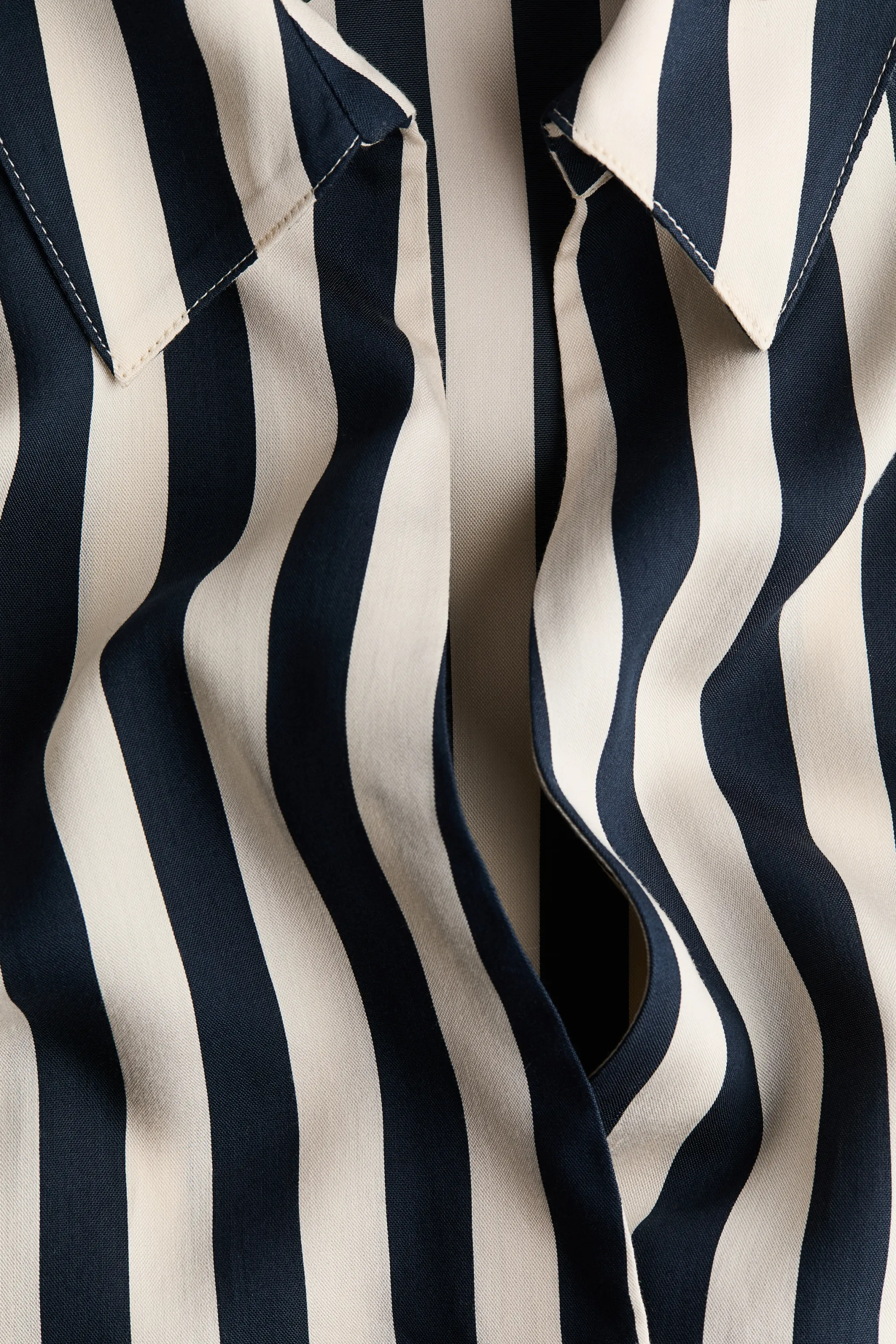 Chemise popover oversize - Crème/rayures bleu marine