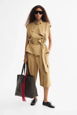 Veste sans manches façon trench - Beige foncé — photo 2